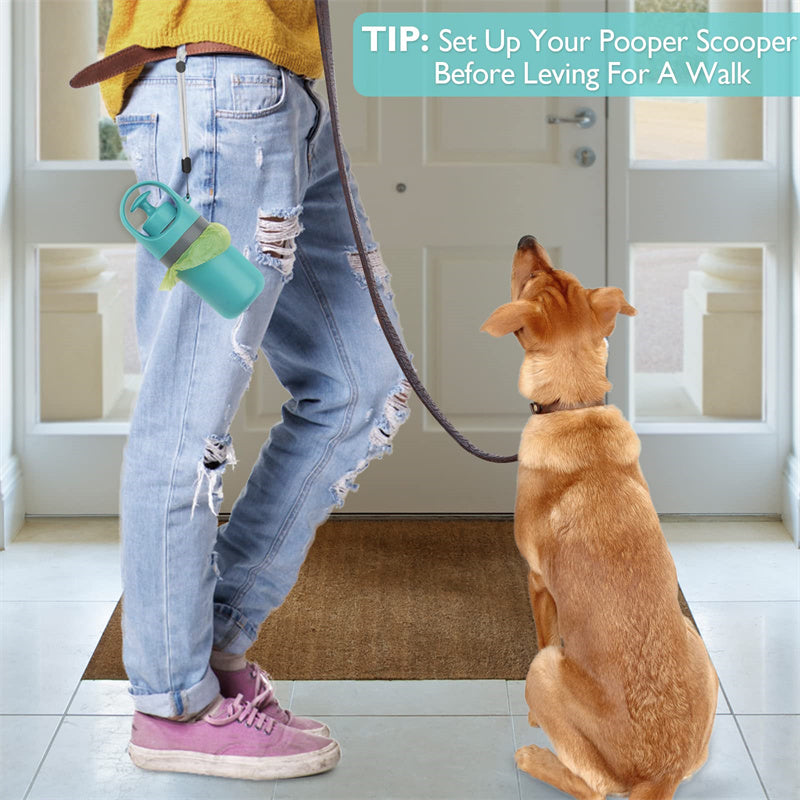 Portable Dog Pooper Scooper with Built-in Bag Dispenser - Easy Clean Pet Waste Picker