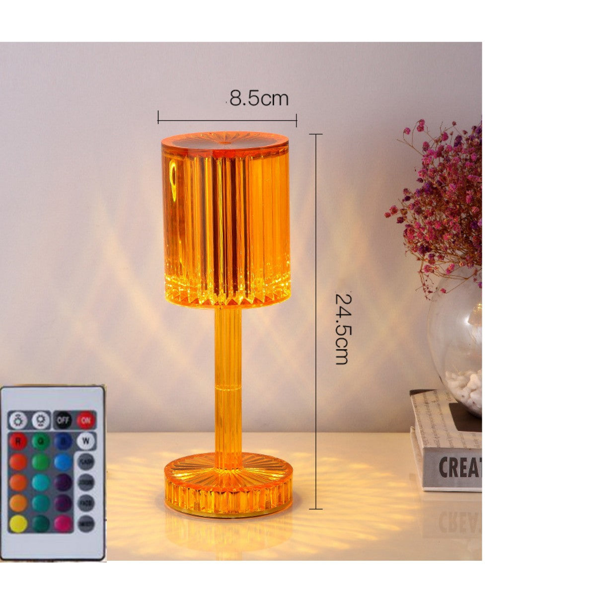 Crystal Diamond Table Lamp - Romantic Warm LED Bedside Light