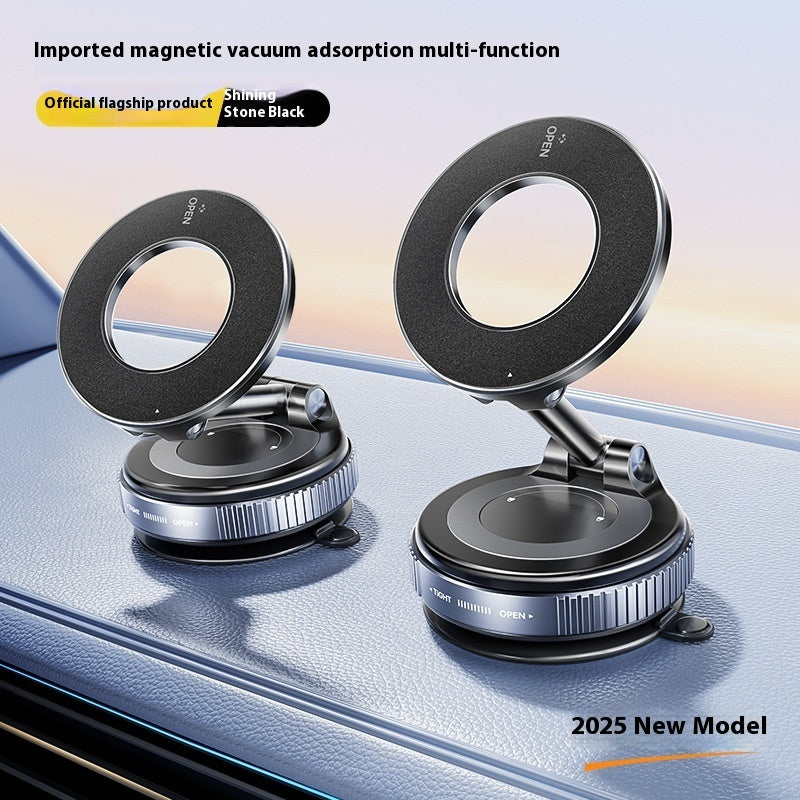 Magnetic Phone Holder with Vacuum Suction - Foldable Adjustable Car Mount